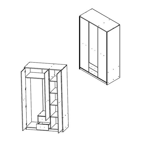 NEPO ARMARIO 3P 120CM C/CAMBRIA-BLANCO
