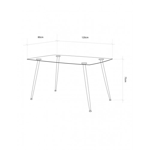 SWEEDEN MESA 120X80 T/CRISTAL P/ROBLE
