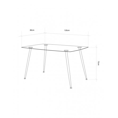 SWEEDEN MESA 120X80 T/CRISTAL P/NEGRAS
