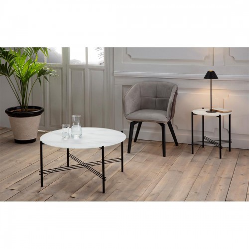 KENDALL MESA CENTRO 84 CM. CRISTAL MARMOL BLANCO