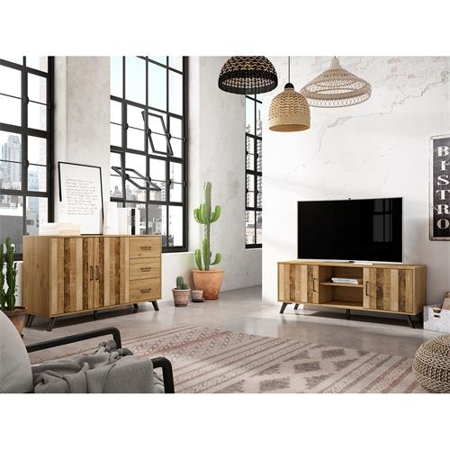 NORDIC MUEBLE TV 2P2H NATURAL/SERIGRAFIA