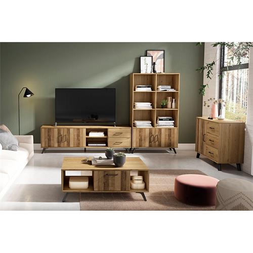 NORDIC MUEBLE TV 2P2C2H NATURAL/SERIGRAFIA