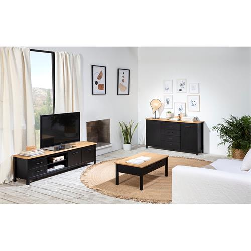 Mueble TV Valeria 4C2H negro/cera