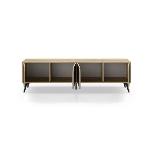 NOLA MUEBLE TV 4P 180CM ROBLE/NEGRO SILKY