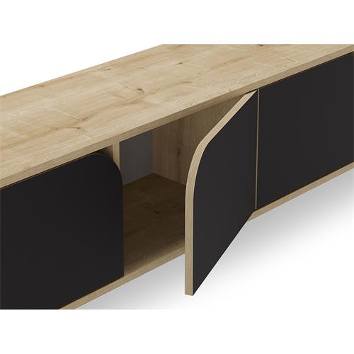 NOLA MUEBLE TV 4P 180CM ROBLE/NEGRO SILKY