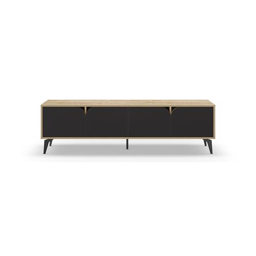 NOLA MUEBLE TV 4P 180CM ROBLE/NEGRO SILKY