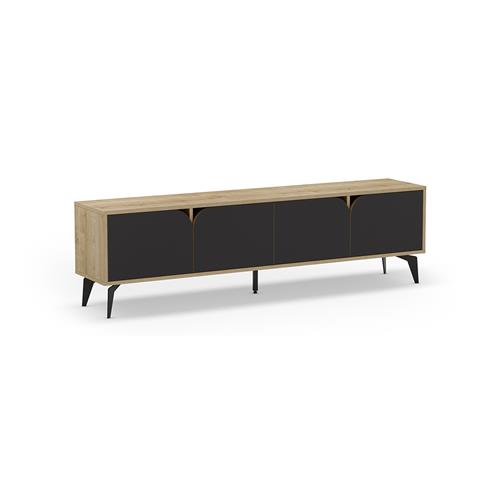 NOLA MUEBLE TV 4P 180CM ROBLE/NEGRO SILKY