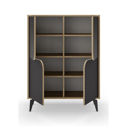 NOLA MUEBL.AUX ALTO 4P 90CM ROBLE/NEGRO SILKY PATA
