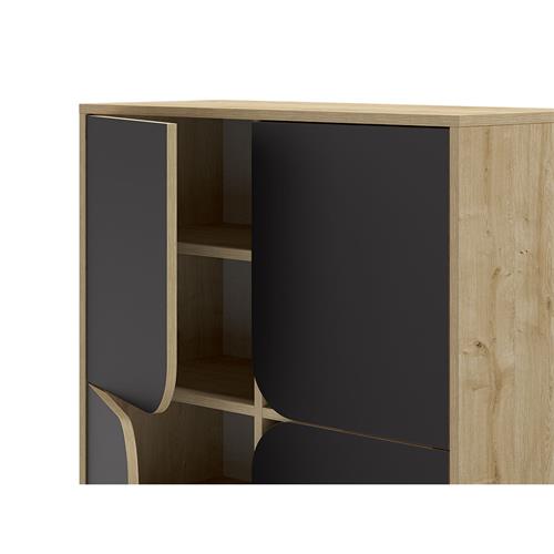 NOLA MUEBL.AUX ALTO 4P 90CM ROBLE/NEGRO SILKY PATA