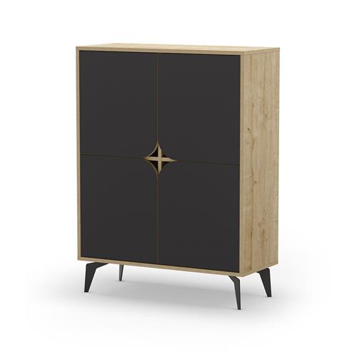 NOLA MUEBL.AUX ALTO 4P 90CM ROBLE/NEGRO SILKY PATA