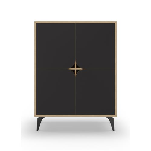 NOLA MUEBL.AUX ALTO 4P 90CM ROBLE/NEGRO SILKY PATA