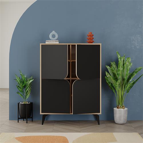 NOLA MUEBL.AUX ALTO 4P 90CM ROBLE/NEGRO SILKY PATA