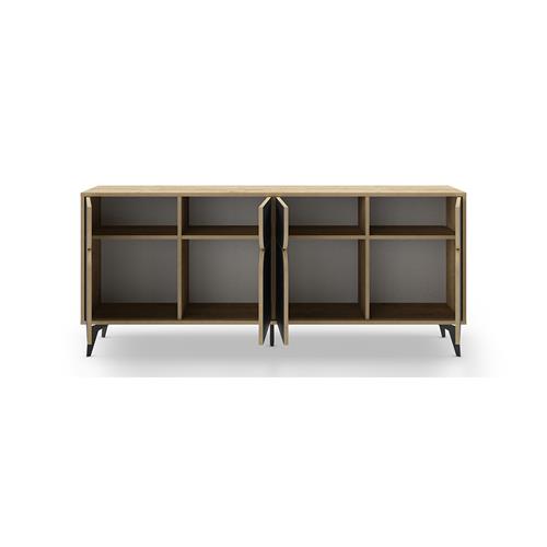 NOLA APARADOR 4P ROBLE/NEGRO SILKY PATA METAL