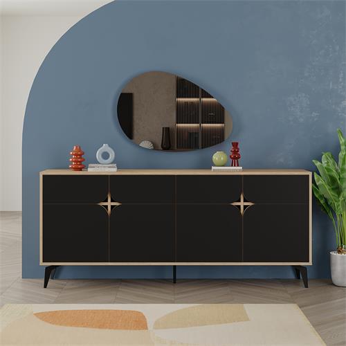 NOLA APARADOR 4P ROBLE/NEGRO SILKY PATA METAL