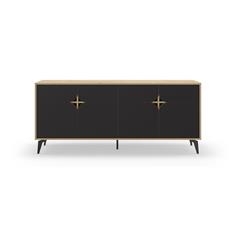 NOLA APARADOR 4P ROBLE/NEGRO SILKY PATA METAL 2