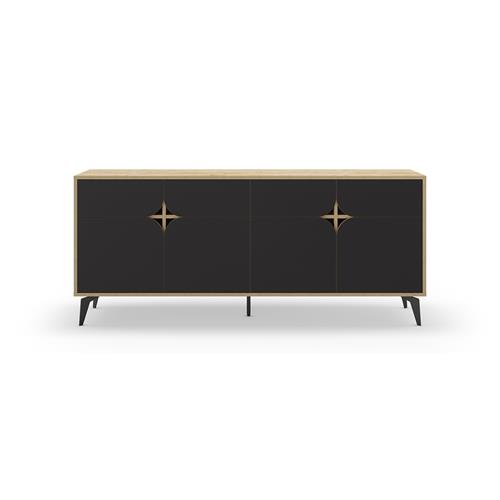 NOLA APARADOR 4P ROBLE/NEGRO SILKY PATA METAL