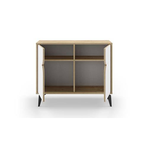 NOLA MUEBLE AUX. 2P 95CM ROBLE/BLANCO PATA METAL