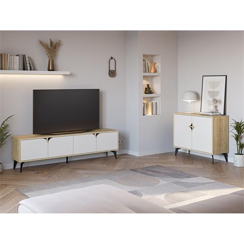 NOLA MUEBLE AUX. 2P 95CM ROBLE/BLANCO PATA METAL