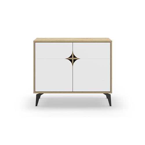 NOLA MUEBLE AUX. 2P 95CM ROBLE/BLANCO PATA METAL