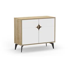 NOLA MUEBLE AUX. 2P 95CM ROBLE/BLANCO PATA METAL