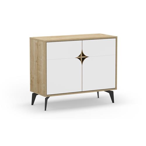 NOLA MUEBLE AUX. 2P 95CM ROBLE/BLANCO PATA METAL