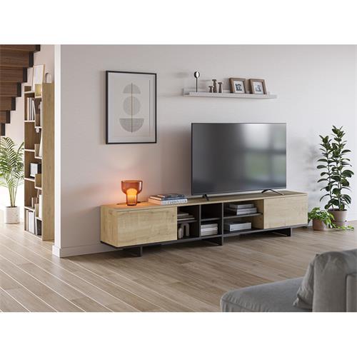 CEQUOIA MUEBLE TV 2P 230CM ROBLE/NEGRO SILKY