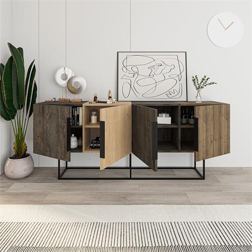 TITAN APARADOR 4P 200CM MARRON OSCURO/ROBLE/NOGAL