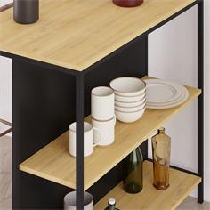 SAGI MESA BAR 2ESTANTES ROBLE/NEGRO SILKY PATA MET 2