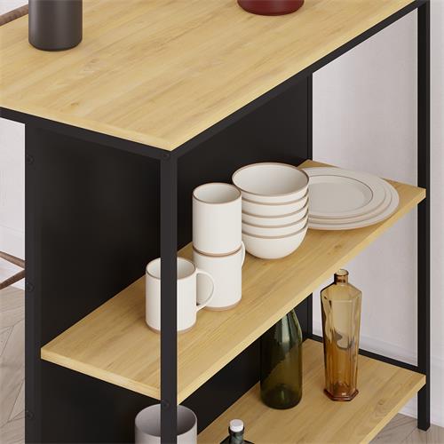 SAGI MESA BAR 2ESTANTES ROBLE/NEGRO SILKY PATA MET