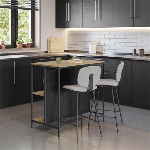 SAGI MESA BAR 2ESTANTES ROBLE/NEGRO SILKY PATA MET