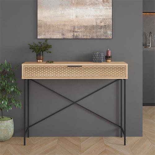 ECRIN CONSOLA 1C ROBLE PATA METAL