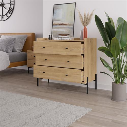 MAYRA-2 COMODA 3C ROBLE PATA METAL