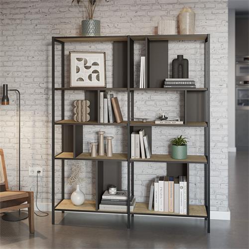 ALABAMA ESTANTERIA 144CM ROBLE/NEGRO SILKY PATA ME