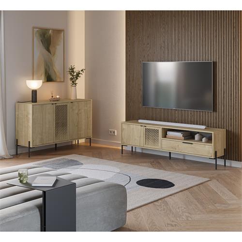 INCA MUEBLE TV 2P1C1H ROBLE PATA METAL