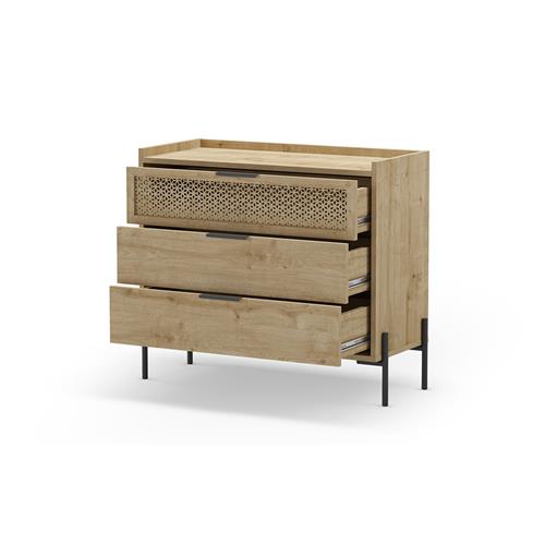 INCA COMODA 3C ROBLE PATA METAL