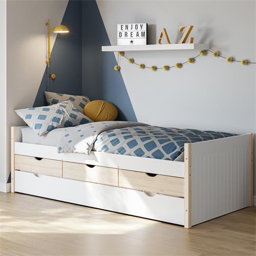 VALKA CAMA NIDO 3C 90X190 BLANCO/CERA BLANCA C/SM