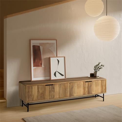 MUNDRA MUEBLE TV 4P MADERA MANGO P/METAL (I)