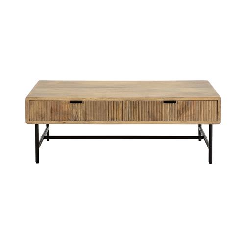 MUNDRA MESA CENTRO 120 CM. MADERA MANGO PATA METAL