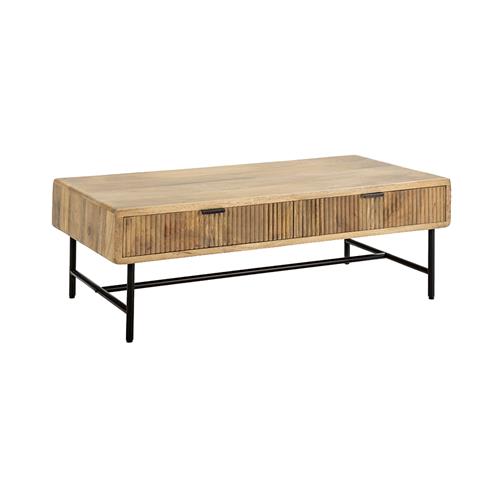 MUNDRA MESA CENTRO 120 CM. MADERA MANGO PATA METAL