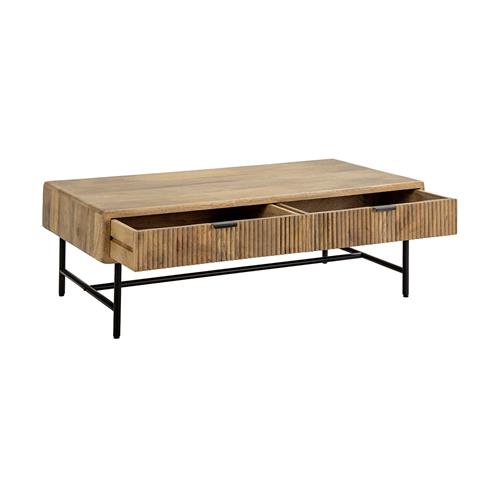 MUNDRA MESA CENTRO 120 CM. MADERA MANGO PATA METAL