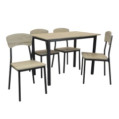 SK1401 CONJ. MESA+ 4 SILLAS ESTR. NEGRO A/CAMBRIA